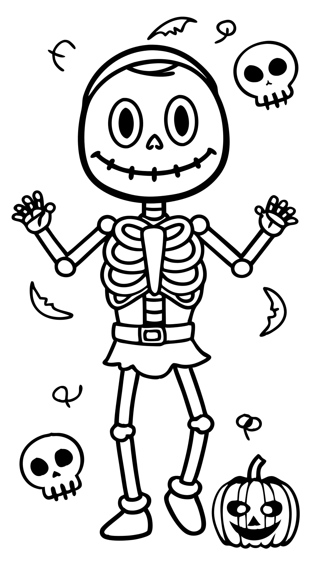 halloween skeleton coloring pages